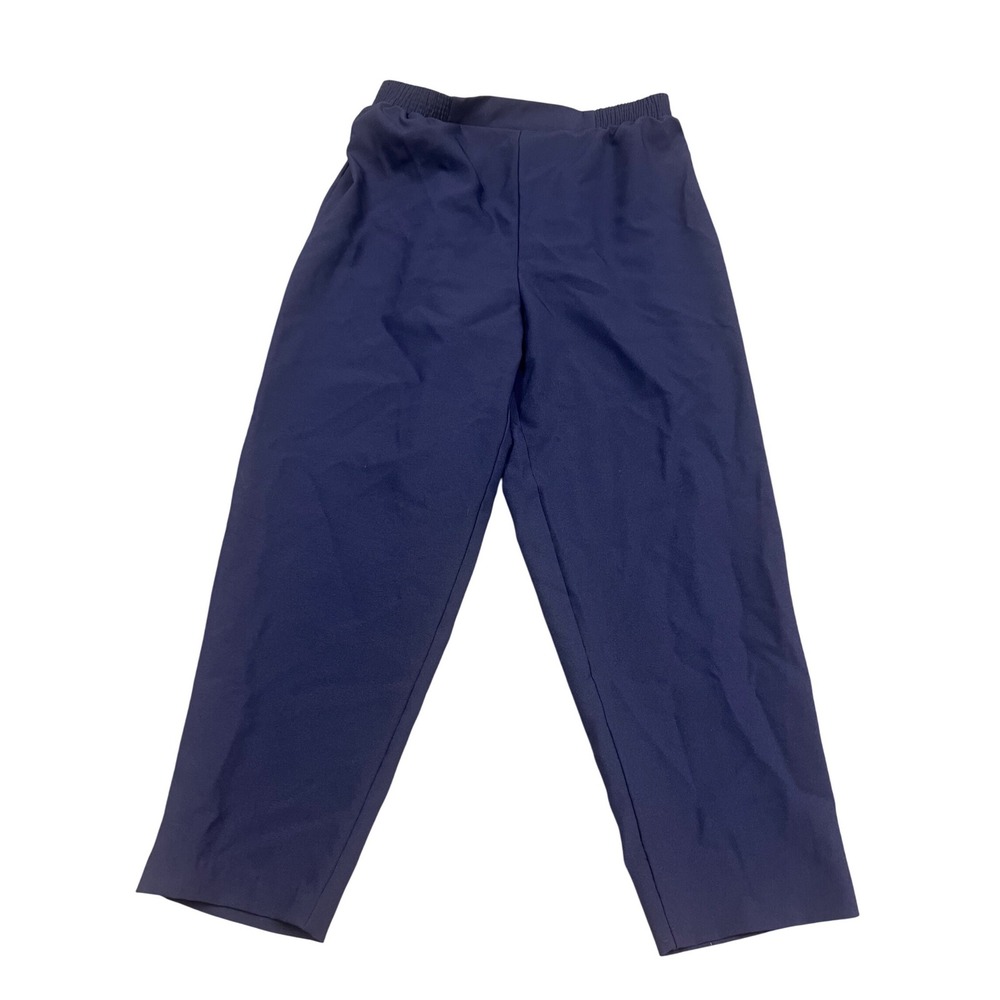 Just For Women Pull On Pants Womens 18WP Navy Blue Elastic Waist Straight Leg